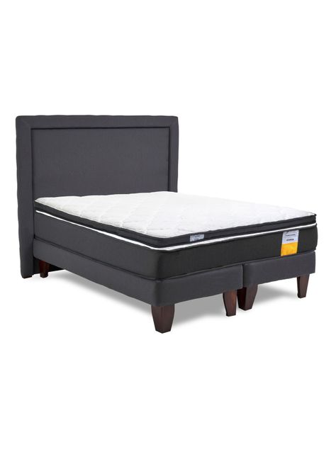 Cama Europea Funcional 2 Plazas Plus + Respaldo + Topper-1