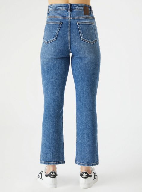 Jeans Liso Tiro Alto Azul-1