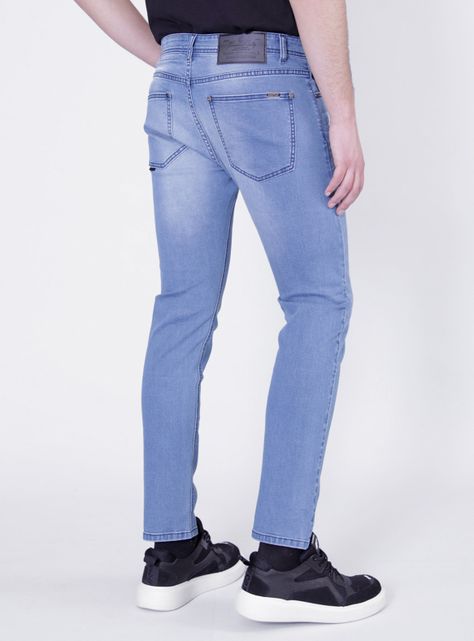 Jeans Ellus Slim Fit Tiro Medio Celeste-1