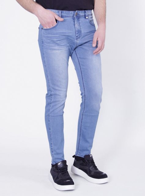 Jeans Ellus Slim Fit Tiro Medio Celeste-0