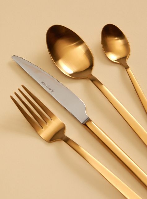 Set Cubiertos Dorados 24 Piezas-2