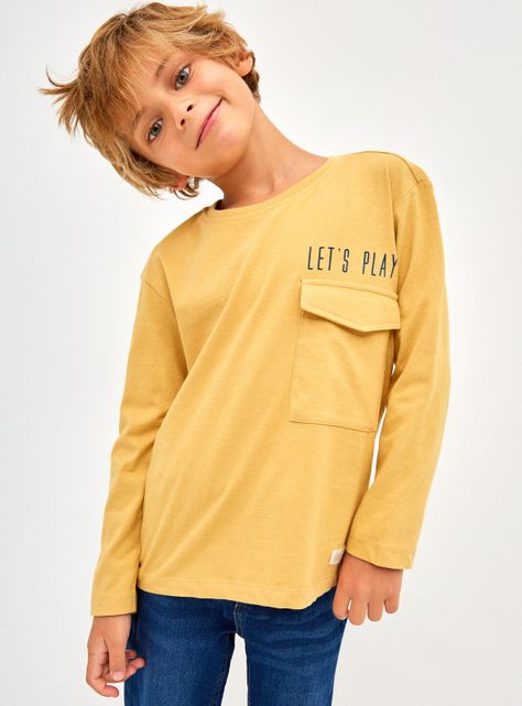 Polera Lisa Bolsillo Manga Larga Niño-0