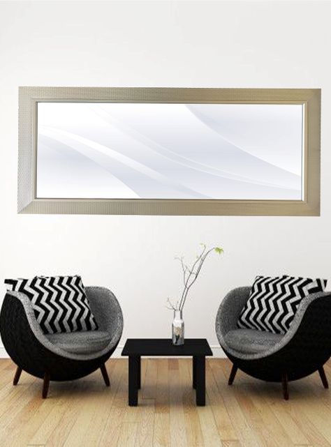 Espejo Biselado con Relieves Plateado 80x166 cm-4