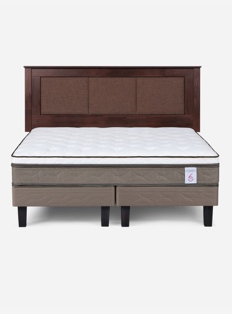 Cama Europea Style 6 2 Plazas Base Dividida + Respaldo Rachel-1