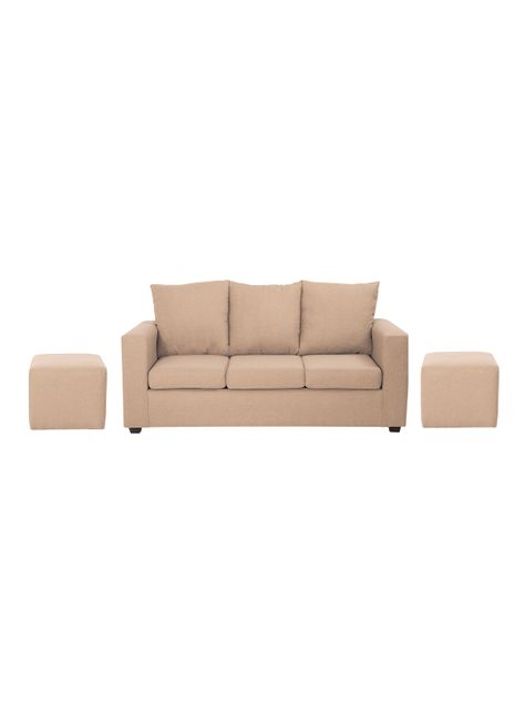 Juego de Living Marco 3 Cuerpos + 2 Pouf Tela-2