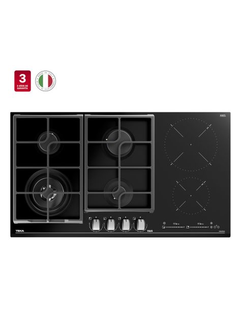 Encimera Cristal Gas + Inducción 6 Quemadores JZC 96342 BBB BK-2