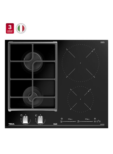 Encimera Cristal Gas + Inducción 4 Quemadores JZC 64322 ABB BK-2