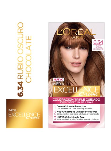 Tintura Excellence Cabello Creme 6.34 Rubio Oscuro Chocolate-0