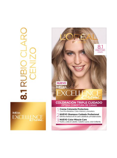 Tintura Excellence Cabello Creme 8.1 Rubio Claro Cenizo-0