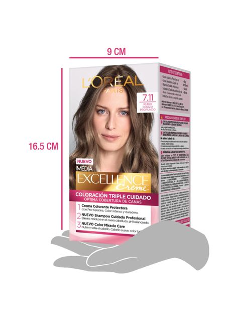 Tintura Excellence Cabello Creme 7.11 Rubio Ceniza Profundo-3