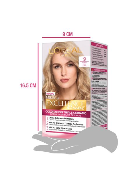 Tintura Excellence Cabello Creme 9 Rubio Muy Claro-3