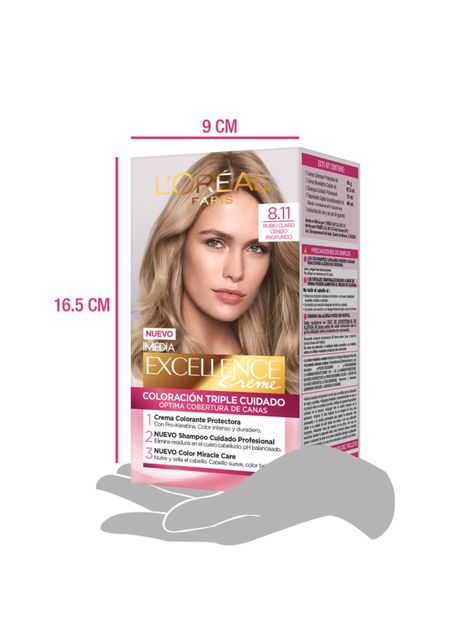 Tintura Excellence Cabello Creme 8.11 Rubio Claro Ceniza-3