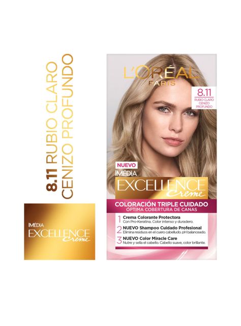 Tintura Excellence Cabello Creme 8.11 Rubio Claro Ceniza-0