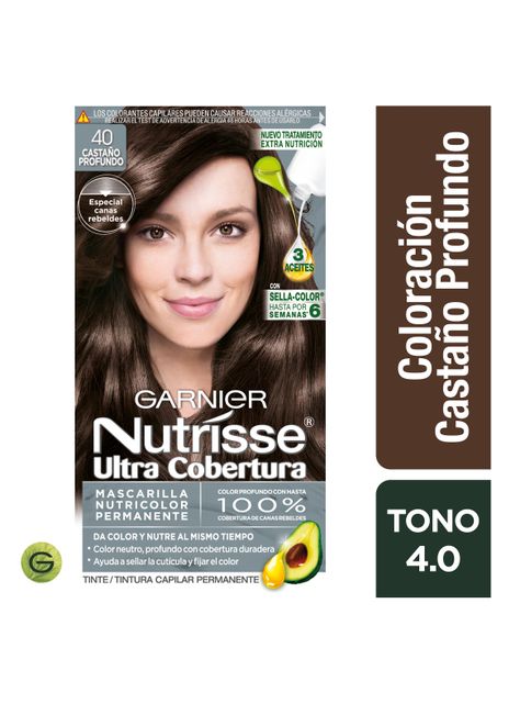 Tintura Garnier Nutrisse Ultra Cobertura 40 Castaño Profundo-0