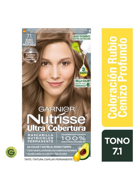 Tintura Garnier Nutrisse Ultra Cobertura 71 Rubio Cenizo Profundo-1