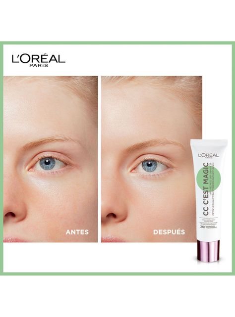 Base L'Oréal Maquillaje CC C'est Magic Antiredness Green-1