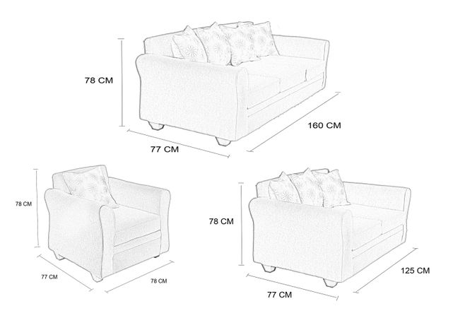 Juego Living Olimpo Sofá 3C + Sofá 2C + Sillón 1C-1