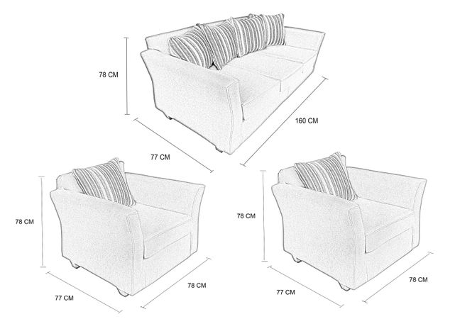 Juego Living York Sofá 3C + 2 Sillones 1C-1