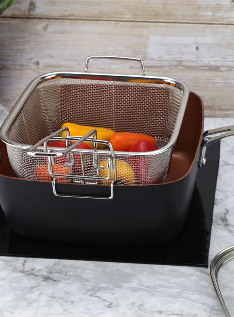 Sartén Freidora 24 cm Champagne Negro Marmicoc-6