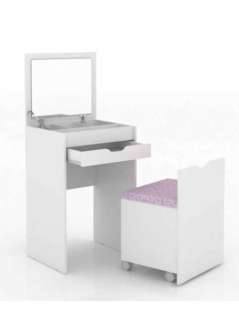 Tocador Multiuso con Espejo + Pouf-1