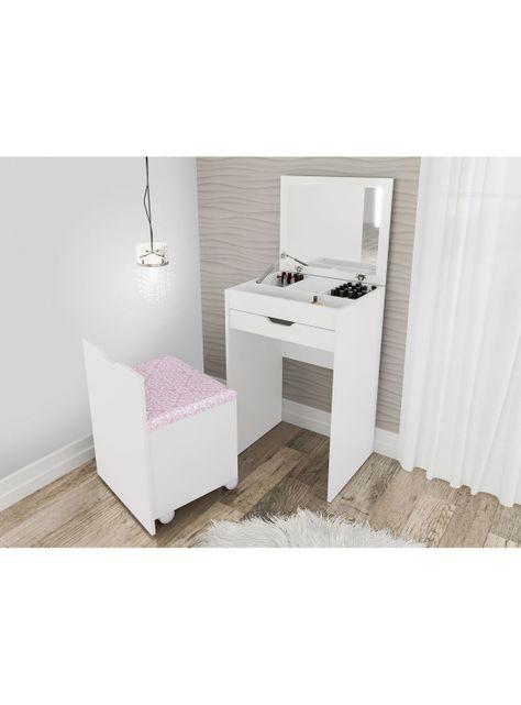 Tocador Multiuso con Espejo + Pouf-0
