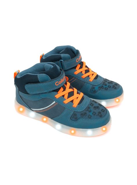 Zapatilla Urbana  Luces Gamer Velcro Elástico Niño-1
