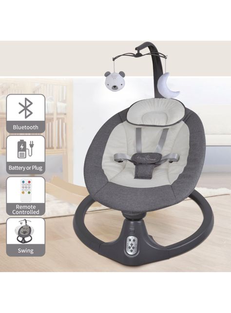 Silla Nido Bouncer Mecedora Baby Swing Gris Bebesit-5