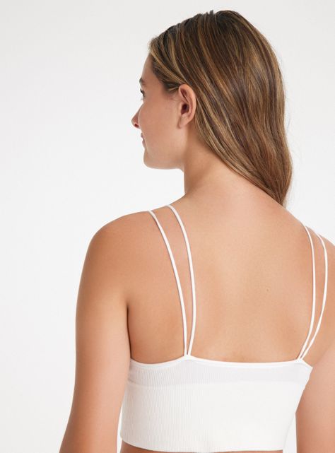 Bralette Top con Tirantes Finos Sólido-3
