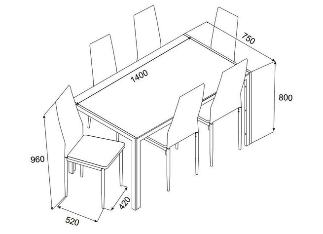 Juego de Comedor Black + 6 Sillas-2