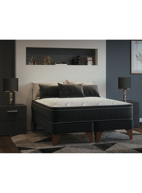 Cama Europea Negra Ten Base Dividida 2 Plazas-3