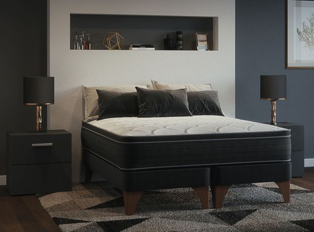 Cama Europea Ten Negro 2 Plazas Base Dividida + Respaldo Grafito-3