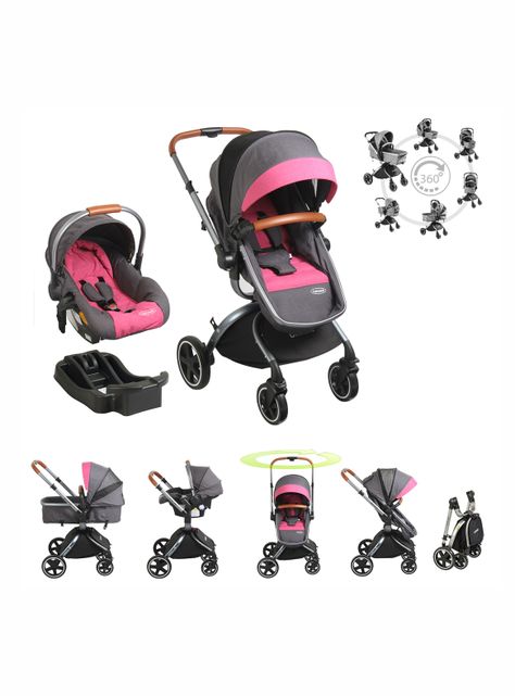 Coche Travel System Deluxe 360° Rosado Bebesit-5