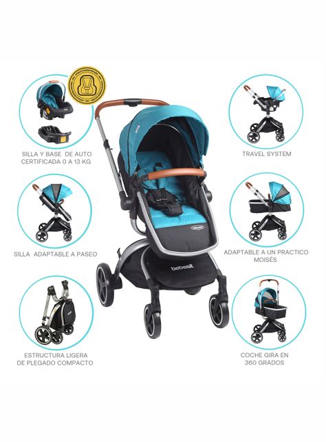 Coche Travel System Deluxe 360° Verde Bebesit-5