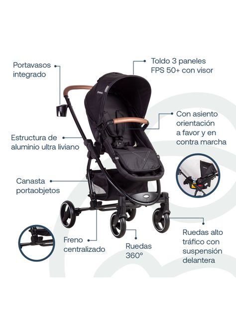 Coche Travel System Alfa SX Negro Bebesit-5
