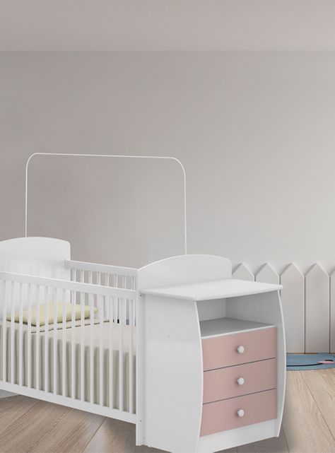Cuna con Mudador Bambini Rosado-4