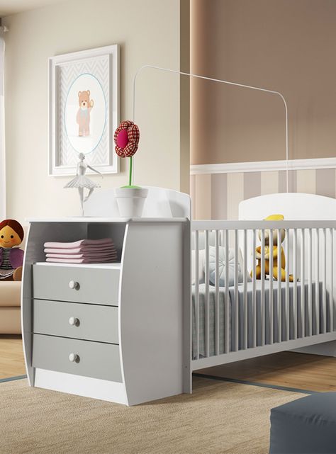 Cuna con Mudador Bambini Gris-5