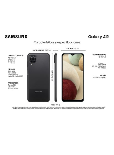 Smartphone Samsung Galaxy A12 128GB Negro Liberado-1