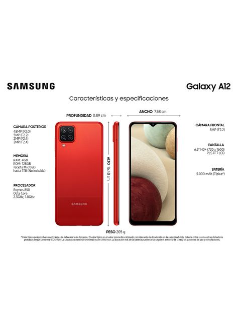 Smartphone Samsung Galaxy A12 128GB Rojo Liberado-1