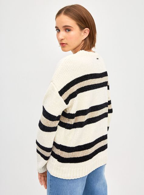 Sweater Chenille Color Block-1