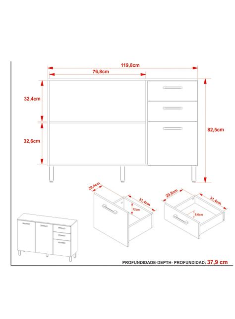 Mueble de Cocina Base 2 Puertas 3 Cajones-1
