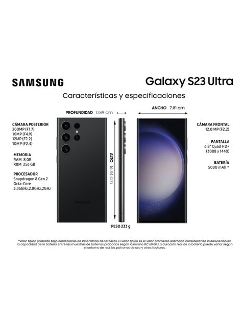 Smartphone Galaxy S23 Ultra 256GB 6.8" Phantom Black Liberado-4