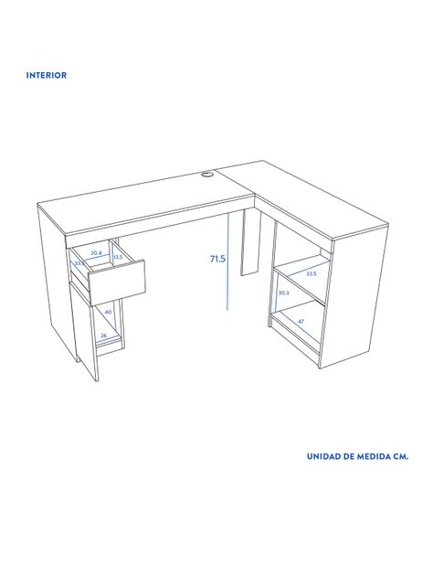 Escritorio Palermo 1 Cajón 1 Puerta Blanco/Café-1
