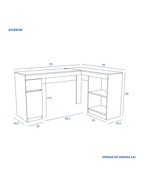 Escritorio Palermo 1 Cajón 1 Puerta Blanco/Café-2