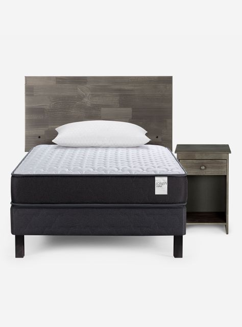 Cama Europea Wave 1 Plaza x190 cm + Set de Muebles Tabor + Almohada-1