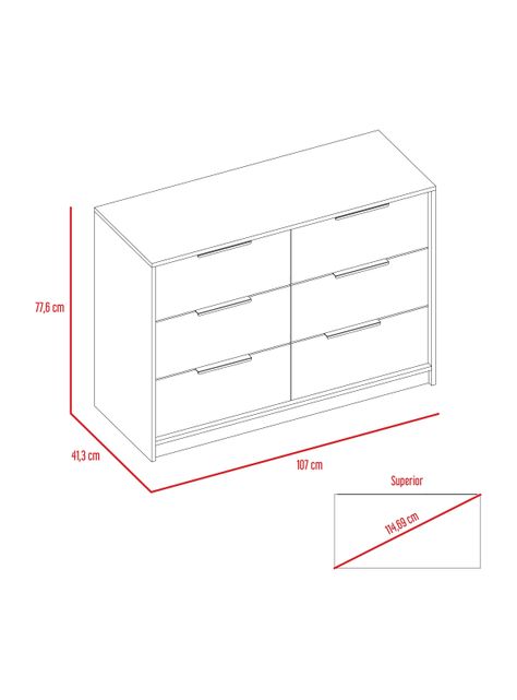 Cómoda Kaia 4 Cajones y 2 Puertas Miel-Blanco-1