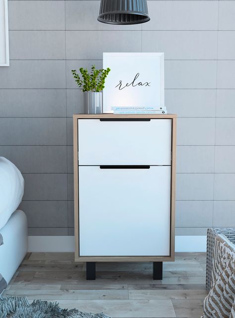 Velador Kaia Z-41 1 Cajón y 1 Puerta Miel-Blanco-3