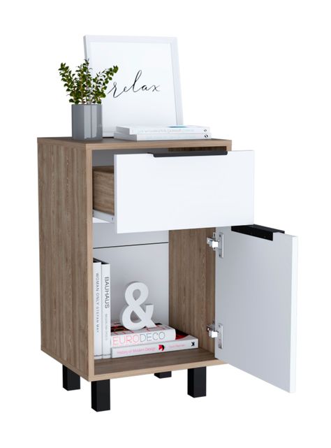 Velador Kaia Z-41 1 Cajón y 1 Puerta Miel-Blanco-2