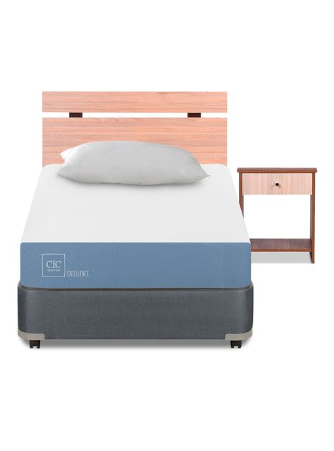 Cama Americana Excellence 1.5 Plazas x190 cm + Set de Muebles Olmo + Almohada-2
