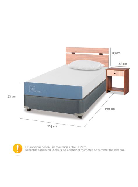 Cama Americana Excellence 1.5 Plazas x190 cm + Set de Muebles Olmo + Almohada-1