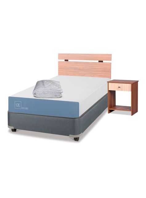 Cama Americana Excellence 1.5 Plazas x190 cm + Set de Muebles Olmo + Plumón-0